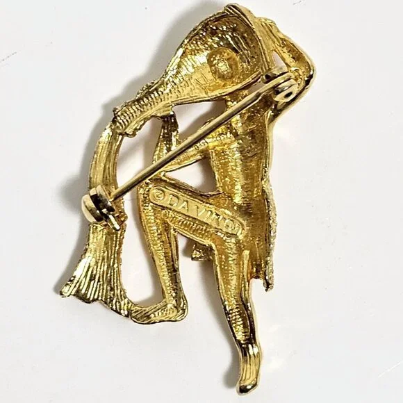 Vintage Davinci Brooch Pin Aquarius Zodiac Sign Signed Horoscope Water Astrology - Picture 2 of 5